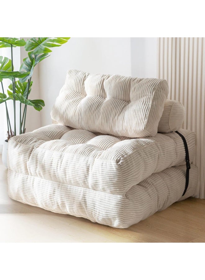 Chulovs Single-size convertible sofa bed – a foldable sofa bed with pillows, a foldable mattress, and a backrest, perfect for family use as a floor lounger (off-white). - Image 1